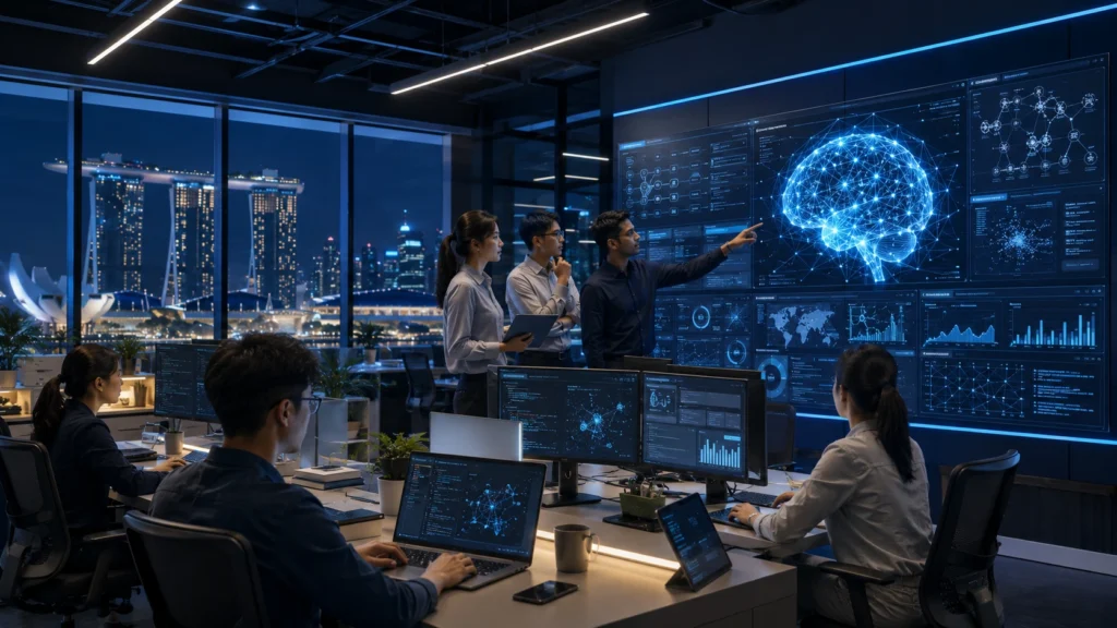 Leading AI Companies in Singapore Artificial intelligence professionals working in a Singapore technology company